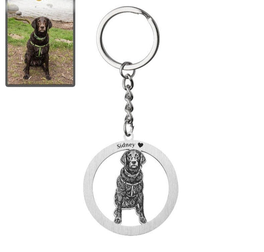 Porta-chaves com silhueta de cão em círculo